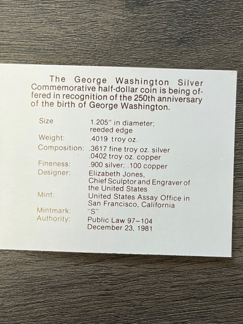 US 1982 - George Washington Silver Commemorative Half-Dollar USA Coin Gift Box - Picture 5 of 6